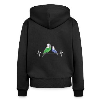 Budgerigar Bird Heartbeat - Women's Premium Organic Zip Hoodie - black - Back - Julia (174cm)