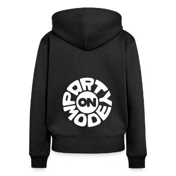 Mode fête sur Big Font Fun Raves Festivals - Sweat à capuche zippé Premium bio Femme - noir - Dos - Julia (174cm)