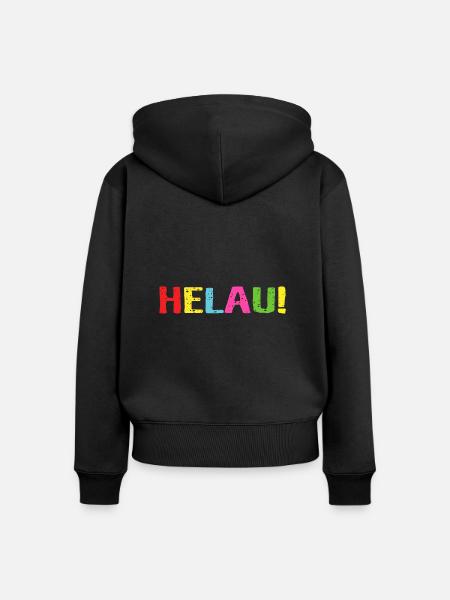 Helau Schrift Aufschrift - Frauen Premium Bio Zip Hoodie - Schwarz