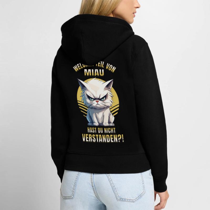 Cat, Grumpy, Grumpy, Grumpy, Meow, Funny Women's Premium Organic Zip Hoodie