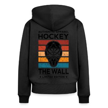 Hockey the Wall - Frauen Premium Bio Zip Hoodie - Schwarz - Hinten - Julia (174cm)