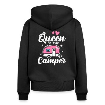 Queen Of The Camper Camping Caravan - Women's Premium Organic Zip Hoodie - black - Back - Julia (174cm)