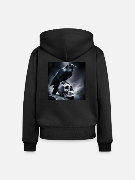 Raven 3 - Frauen Premium Bio Zip Hoodie - Schwarz