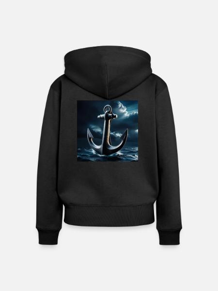 Anker - Frauen Premium Bio Zip Hoodie - Schwarz