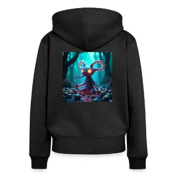 Alien - Frauen Premium Bio Zip Hoodie - Schwarz - Hinten - Julia (174cm)