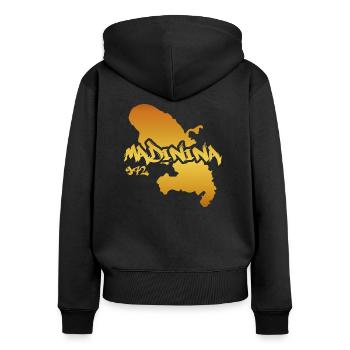Madinina 972 gold design - Sweat à capuche zippé Premium bio Femme - noir - Dos - Julia (174cm)