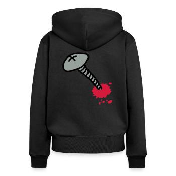 wunde_3c - Frauen Premium Bio Zip Hoodie - Schwarz - Hinten - Julia (174cm)