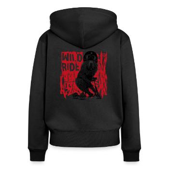 Ours de vélo - Sweat à capuche zippé Premium bio Femme - noir - Dos - Julia (174cm)