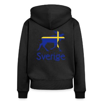 Elch Schweden Skandinavien - Frauen Premium Bio Zip Hoodie - Schwarz - Hinten - Julia (174cm)