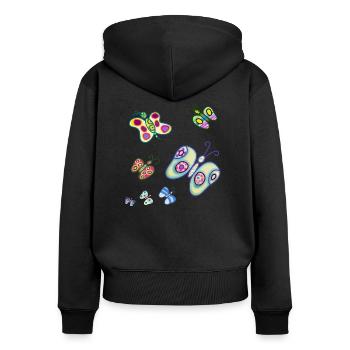 Schmetterlinge der Freude - Frauen Premium Bio Zip Hoodie - Schwarz - Hinten - Julia (174cm)