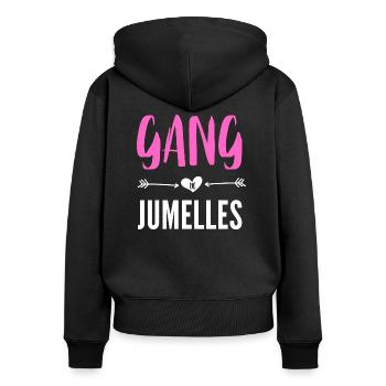 gang de jumelles - Sweat à capuche zippé Premium bio Femme - noir - Dos - Julia (174cm)