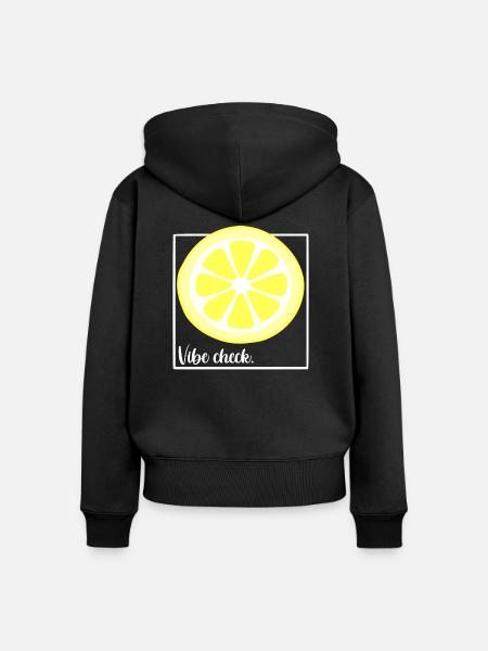 Vibe Check Zitrone - Frauen Premium Bio Zip Hoodie - Schwarz