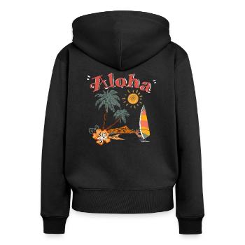 Été Plage Vacances surf - Sweat à capuche zippé Premium bio Femme - noir - Dos - Julia (174cm)