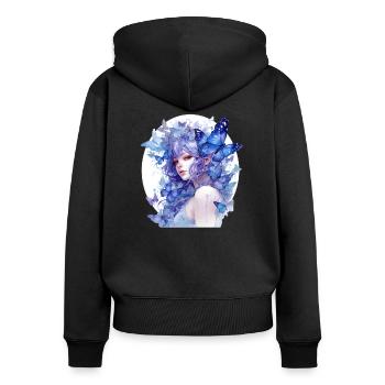 Morpho butterflies - Sweat à capuche zippé Premium bio Femme - noir - Dos - Julia (174cm)