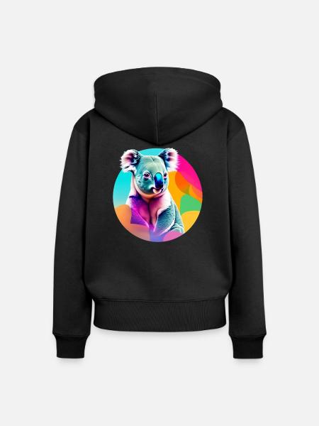 Koala - Frauen Premium Bio Zip Hoodie - Schwarz