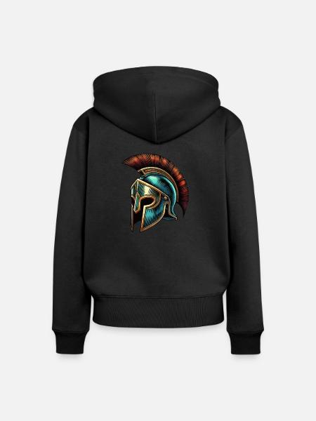 sparta helm - Frauen Premium Bio Zip Hoodie - Schwarz