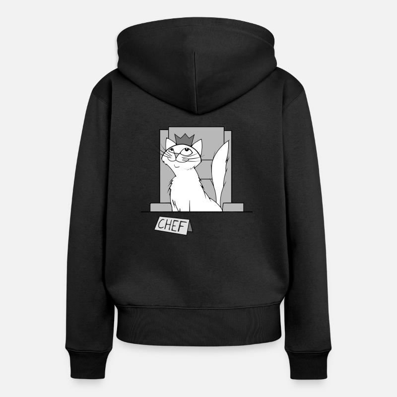 Chef Chat Charly - Sweat à capuche zippé Premium bio Femme - noir