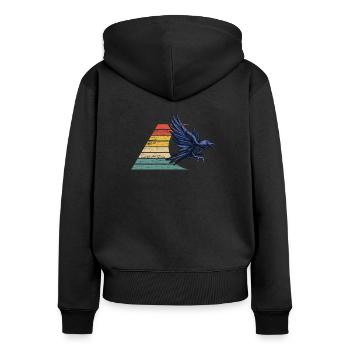 Raven Crow Retro Vintage - Women's Premium Organic Zip Hoodie - black - Back - Julia (174cm)