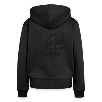 Opi ist der Beste - Frauen Premium Bio Zip Hoodie - Schwarz - Hinten - Julia (174cm)