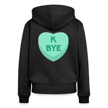 K BYE Herz Candy/Herz Süßigkeiten - Frauen Premium Bio Zip Hoodie - Schwarz - Hinten - Julia (174cm)