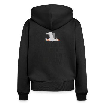 Lasst mich durch ich muss nach Husum Möwe - Frauen Premium Bio Zip Hoodie - Schwarz - Hinten - Julia (174cm)
