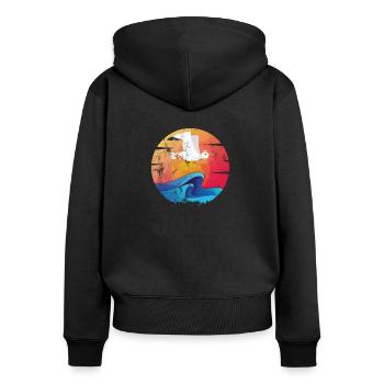 Lasst mich durch nach Juist Möwe Sonne Strand Meer - Frauen Premium Bio Zip Hoodie - Schwarz - Hinten - Julia (174cm)