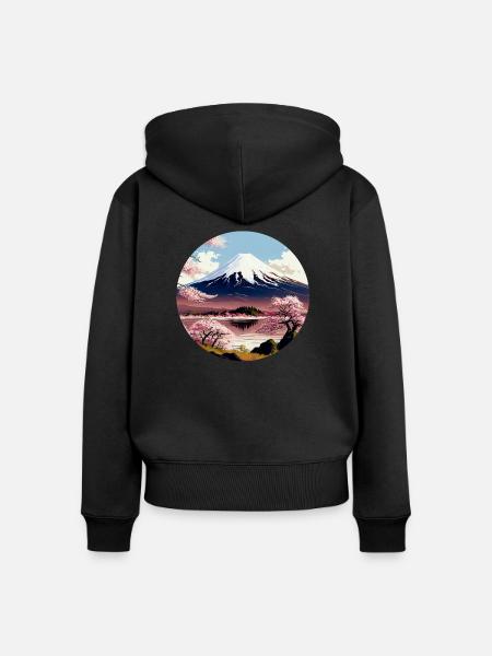 Fuji - Frauen Premium Bio Zip Hoodie - Schwarz