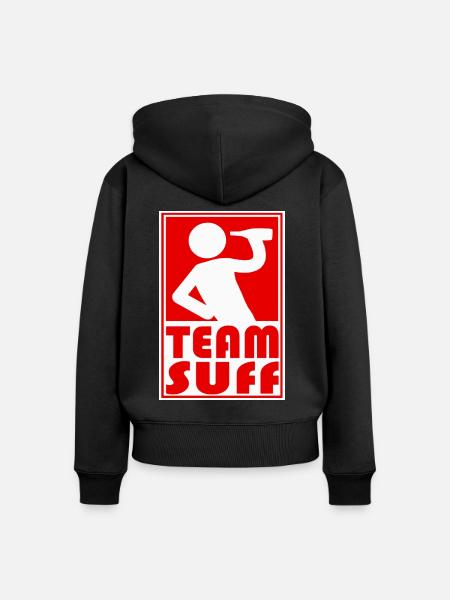 TEAM SUFF - Frauen Premium Bio Zip Hoodie - Schwarz