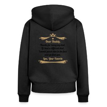 Lieber Papa Danke, dass ich mein Vater bist - Frauen Premium Bio Zip Hoodie - Schwarz - Hinten - Julia (174cm)