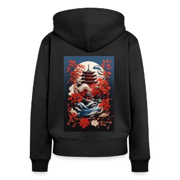 Harmonie au temple - Sweat à capuche zippé Premium bio Femme - noir - Dos - Julia (174cm)