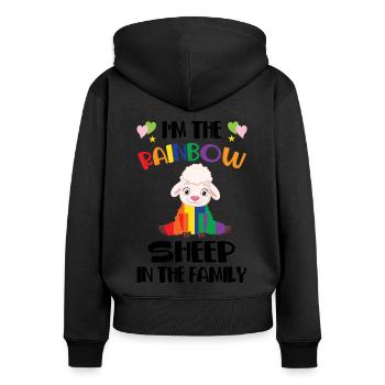 I'm The Rainbow Sheep In The Family Lesbian Love G - Frauen Premium Bio Zip Hoodie - Schwarz - Hinten - Julia (174cm)