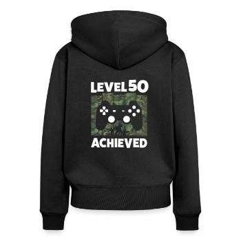 50TH BIRTHDAY LEVEL 50 ACHIEVED GAMER GIFT - Women's Premium Organic Zip Hoodie - black - Back - Julia (174cm)