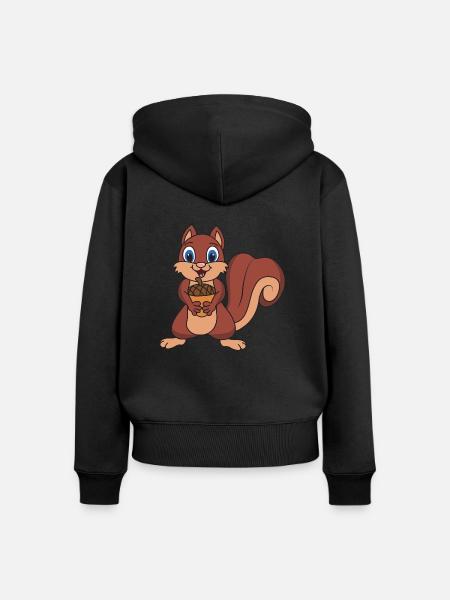 Eichhörnchen - Frauen Premium Bio Zip Hoodie - Schwarz