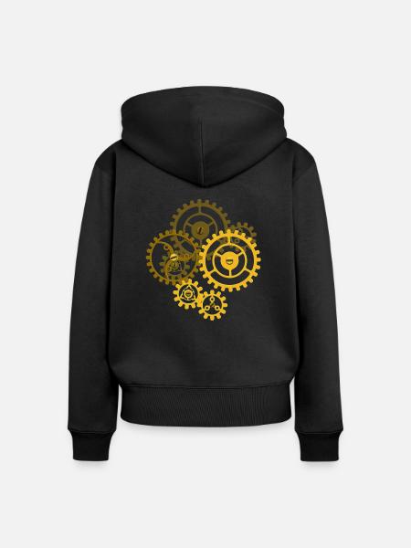 Zahnraeder Steampunk - Frauen Premium Bio Zip Hoodie - Schwarz