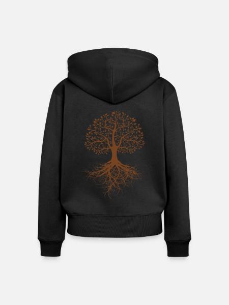 Lebensbaum - Frauen Premium Bio Zip Hoodie - Schwarz