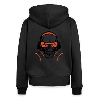 egaliseur casques dj crane tete mort skull 4 - Sweat à capuche zippé Premium bio Femme - noir - Dos - Julia (174cm)