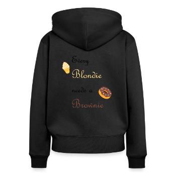 Every blondie needs a brownie - Frauen Premium Bio Zip Hoodie - Schwarz - Hinten - Julia (174cm)
