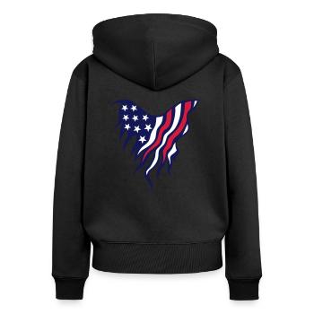 foulard americain drapeau 0 - Sweat à capuche zippé Premium bio Femme - noir - Dos - Julia (174cm)