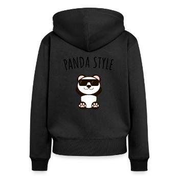 Panda style, style panda humour - Sweat à capuche zippé Premium bio Femme - noir - Dos - Julia (174cm)