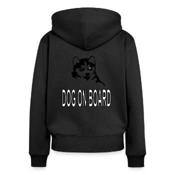 Chien à bord chien amateur de chien J'aime les chiens - Sweat à capuche zippé Premium bio Femme - noir - Dos - Julia (174cm)