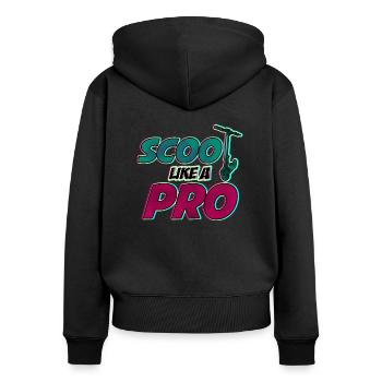 Scoot like a Pro! Cooles Geschenk für Stuntscooter - Frauen Premium Bio Zip Hoodie - Schwarz - Hinten - Julia (174cm)