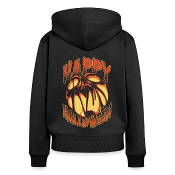 Joyeux Halloween Citrouille - Sweat à capuche zippé Premium bio Femme - noir - Dos - Julia (174cm)