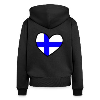 Herz mit Finnland Flagge Finland Flag in Heart - Frauen Premium Bio Zip Hoodie - Schwarz - Hinten - Julia (174cm)