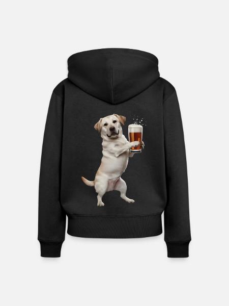 Labrador Bier - Frauen Premium Bio Zip Hoodie - Schwarz
