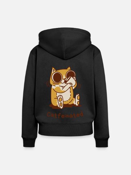 Catfeinated - Frauen Premium Bio Zip Hoodie - Schwarz