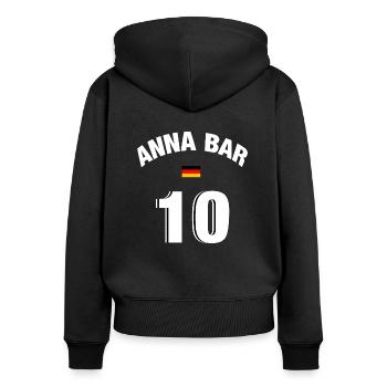 Ann Bar Team Allemagne - Sweat à capuche zippé Premium bio Femme - noir - Dos - Julia (174cm)