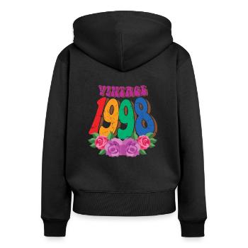 Retro Flower 1998, 24 Years Old 24th Birthday Gift - Women's Premium Organic Zip Hoodie - black - Back - Julia (174cm)