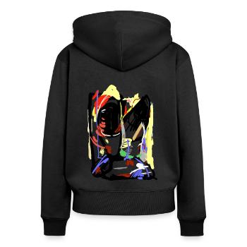 Kunst - Frauen Premium Bio Zip Hoodie - Schwarz - Hinten - Julia (174cm)