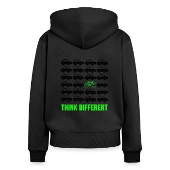 Fahrrad Shirt Rennrad Radfahren Radsport Geschenk - Frauen Premium Bio Zip Hoodie - Schwarz - Hinten - Julia (174cm)