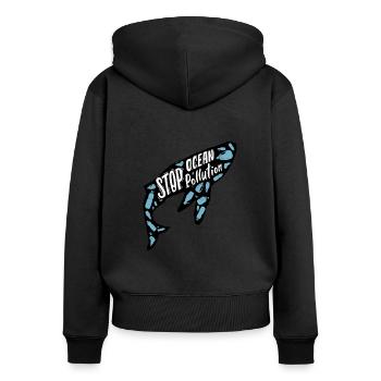 Environmental Shirt Climate Change Eco Environmental Gift - Women's Premium Organic Zip Hoodie - black - Back - Julia (174cm)